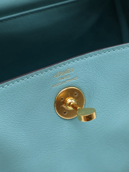 HERMES Mini Lindy - Bleu Atoll 3P 馬卡龍藍金 Y