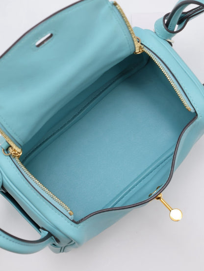 HERMES Mini Lindy - Bleu Atoll 3P 馬卡龍藍金 Y
