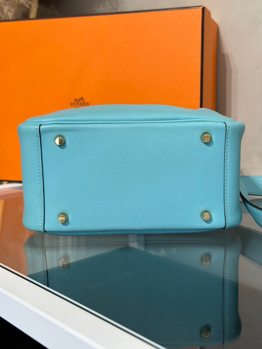 HERMES Mini Lindy - Bleu Atoll 3P 馬卡龍藍金 Y