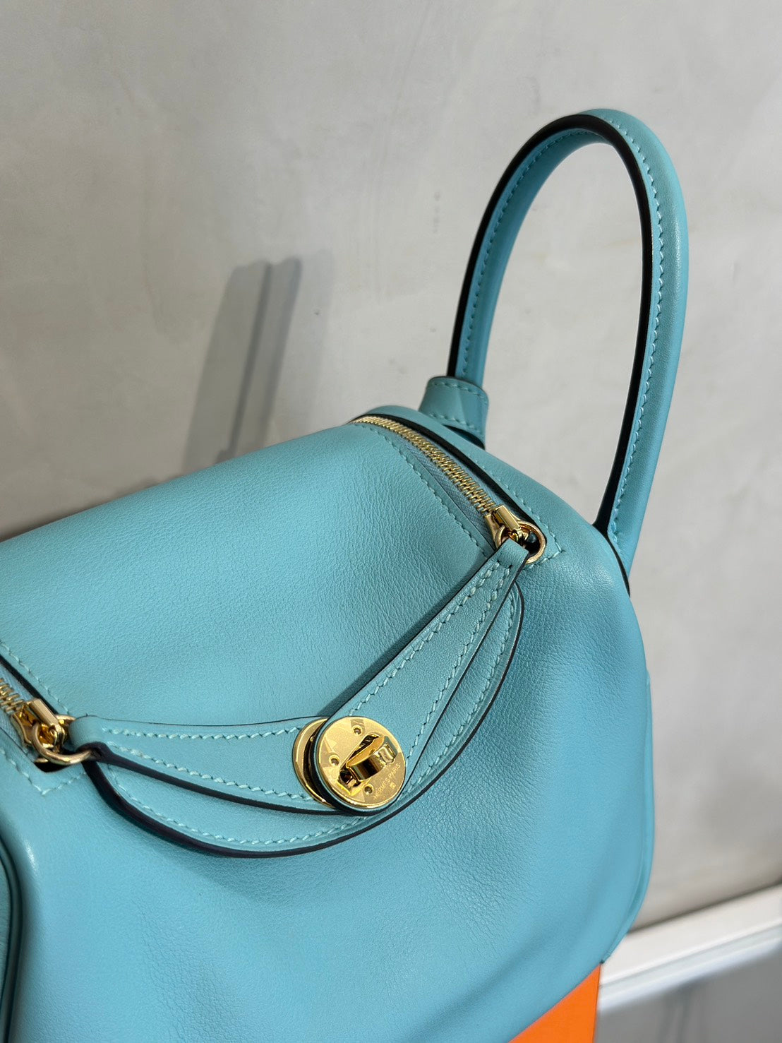 HERMES Mini Lindy - Bleu Atoll 3P 馬卡龍藍金 Y