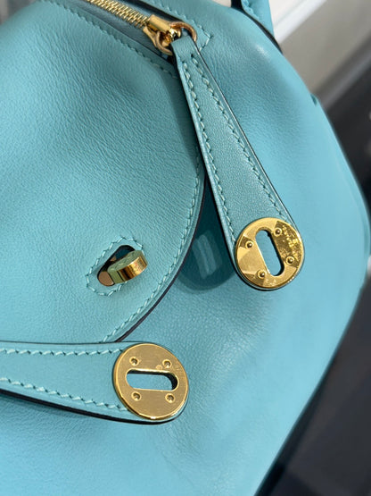 HERMES Mini Lindy - Bleu Atoll 3P 馬卡龍藍金 Y