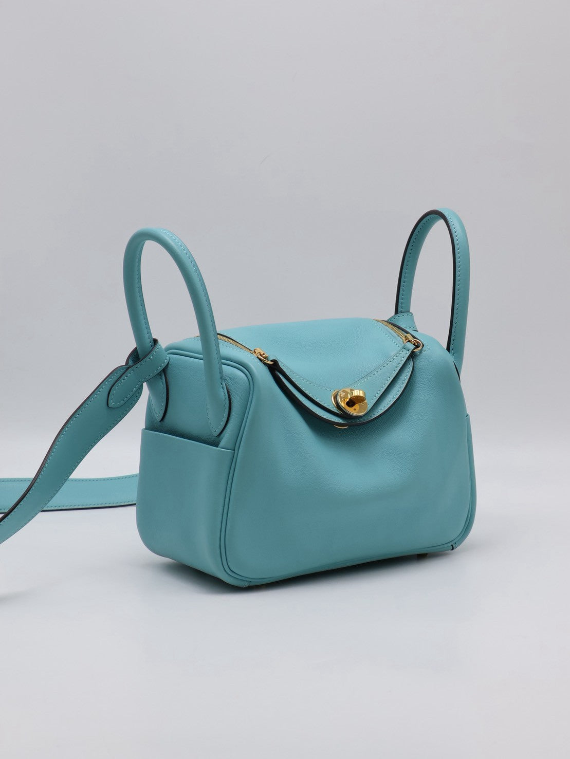 HERMES Mini Lindy - Bleu Atoll 3P 馬卡龍藍金 Y