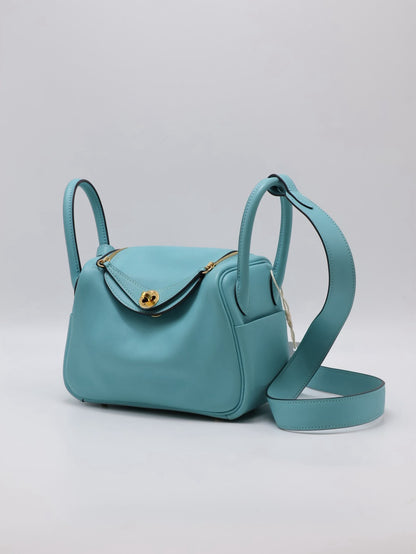 HERMES Mini Lindy - Bleu Atoll 3P 馬卡龍藍金 Y