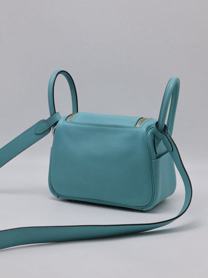 HERMES Mini Lindy - Bleu Atoll 3P 馬卡龍藍金 Y