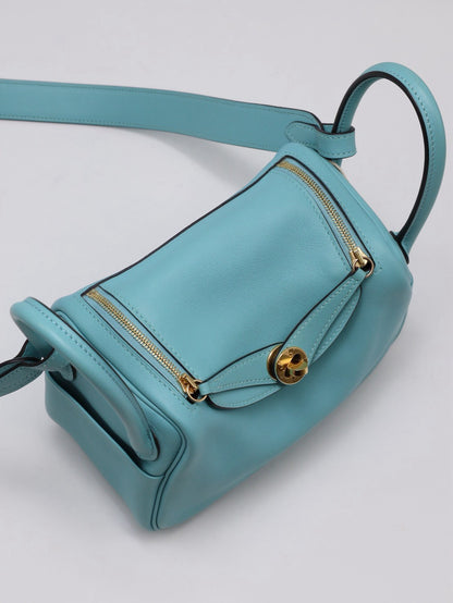 HERMES Mini Lindy - Bleu Atoll 3P 馬卡龍藍金 Y