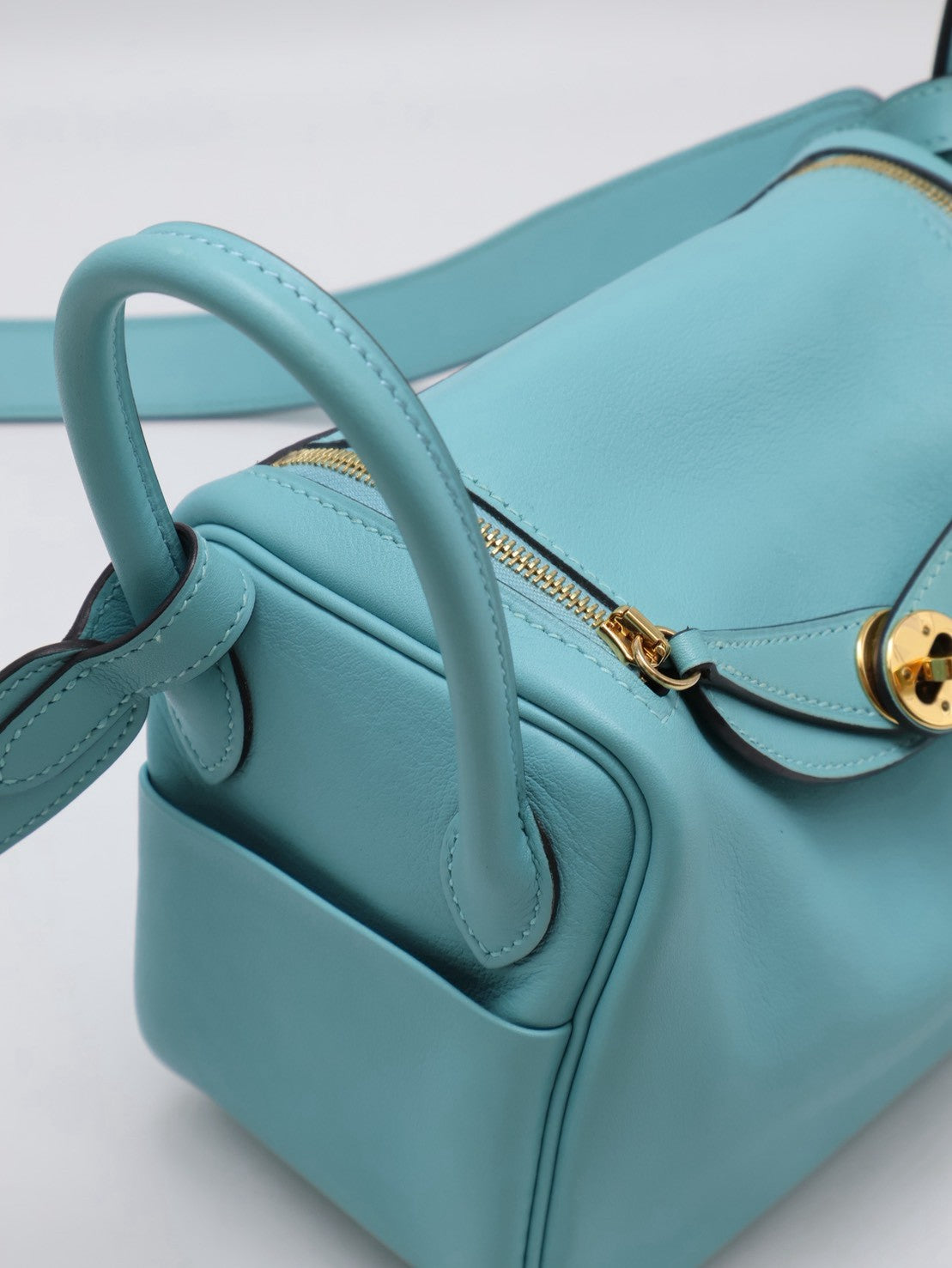 HERMES Mini Lindy - Bleu Atoll 3P 馬卡龍藍金 Y