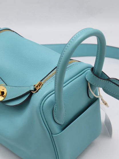 HERMES Mini Lindy - Bleu Atoll 3P 馬卡龍藍金 Y