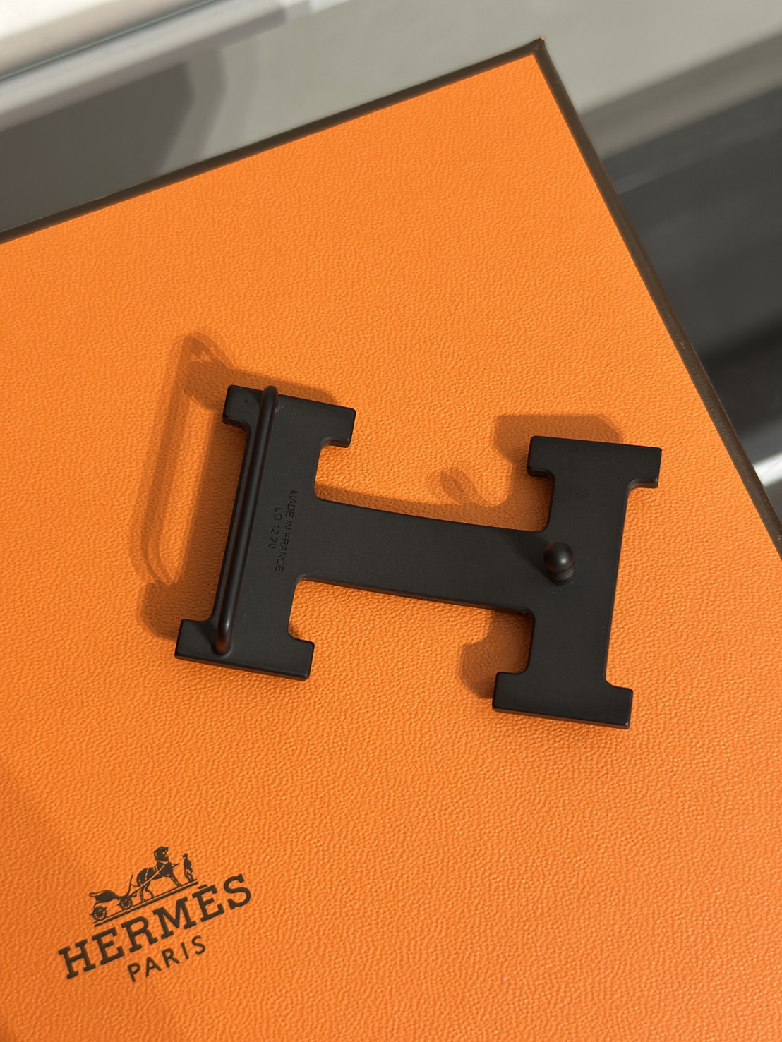 HERMES H黑釦雙面腰帶 - 深灰 90