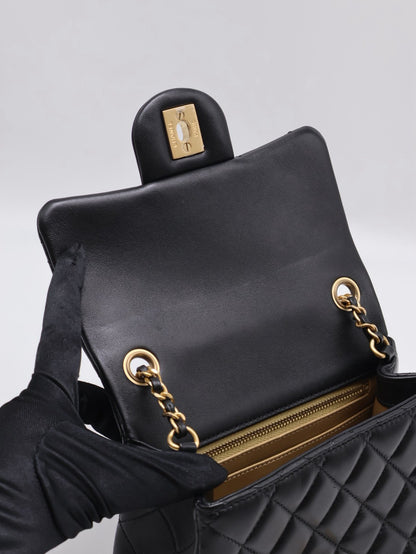CHANEL 經典口蓋包方胖子 17 - 金球黑金
