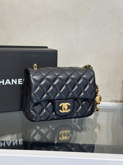 CHANEL 經典口蓋包方胖子 17 - 金球黑金