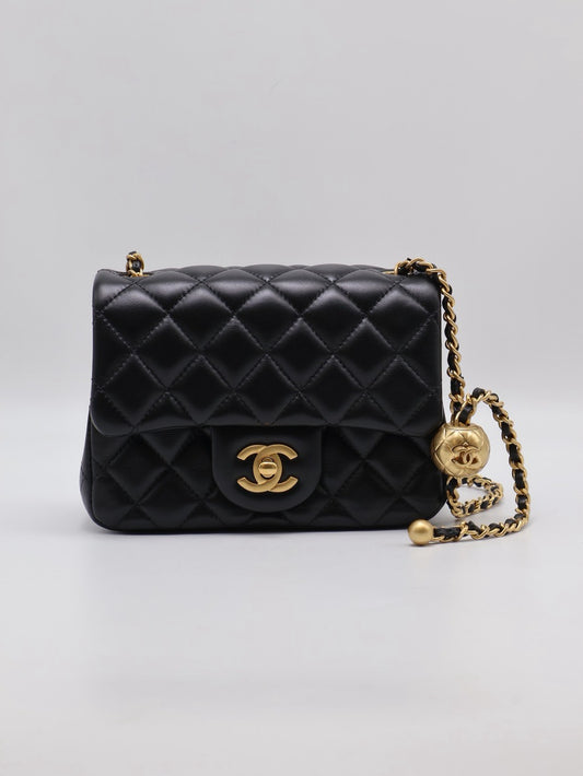 CHANEL 經典口蓋包方胖子 17 - 金球黑金