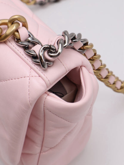 CHANEL 19 Bag 菱格紋手提肩背包 26 - 粉金