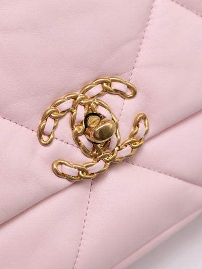 CHANEL 19 Bag 菱格紋手提肩背包 26 - 粉金
