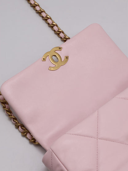 CHANEL 19 Bag 菱格紋手提肩背包 26 - 粉金