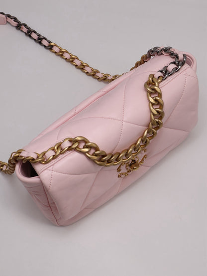 CHANEL 19 Bag 菱格紋手提肩背包 26 - 粉金