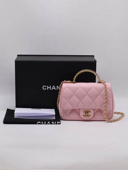CHANEL 24S壓克力手提Mini CF20 - 粉金
