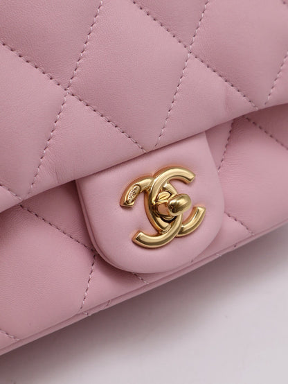 CHANEL 24S壓克力手提Mini CF20 - 粉金