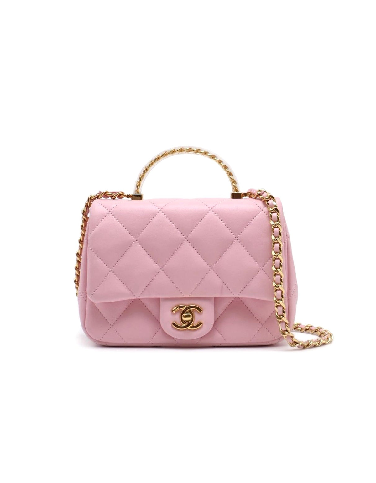 CHANEL 24S壓克力手提Mini CF20 - 粉金