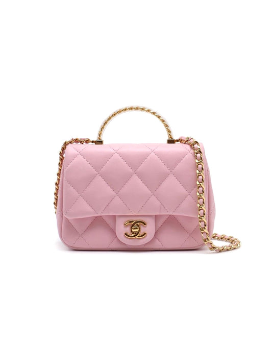 CHANEL 24S壓克力手提Mini CF20 - 粉金