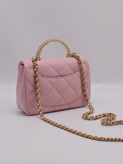 CHANEL 24S壓克力手提Mini CF20 - 粉金