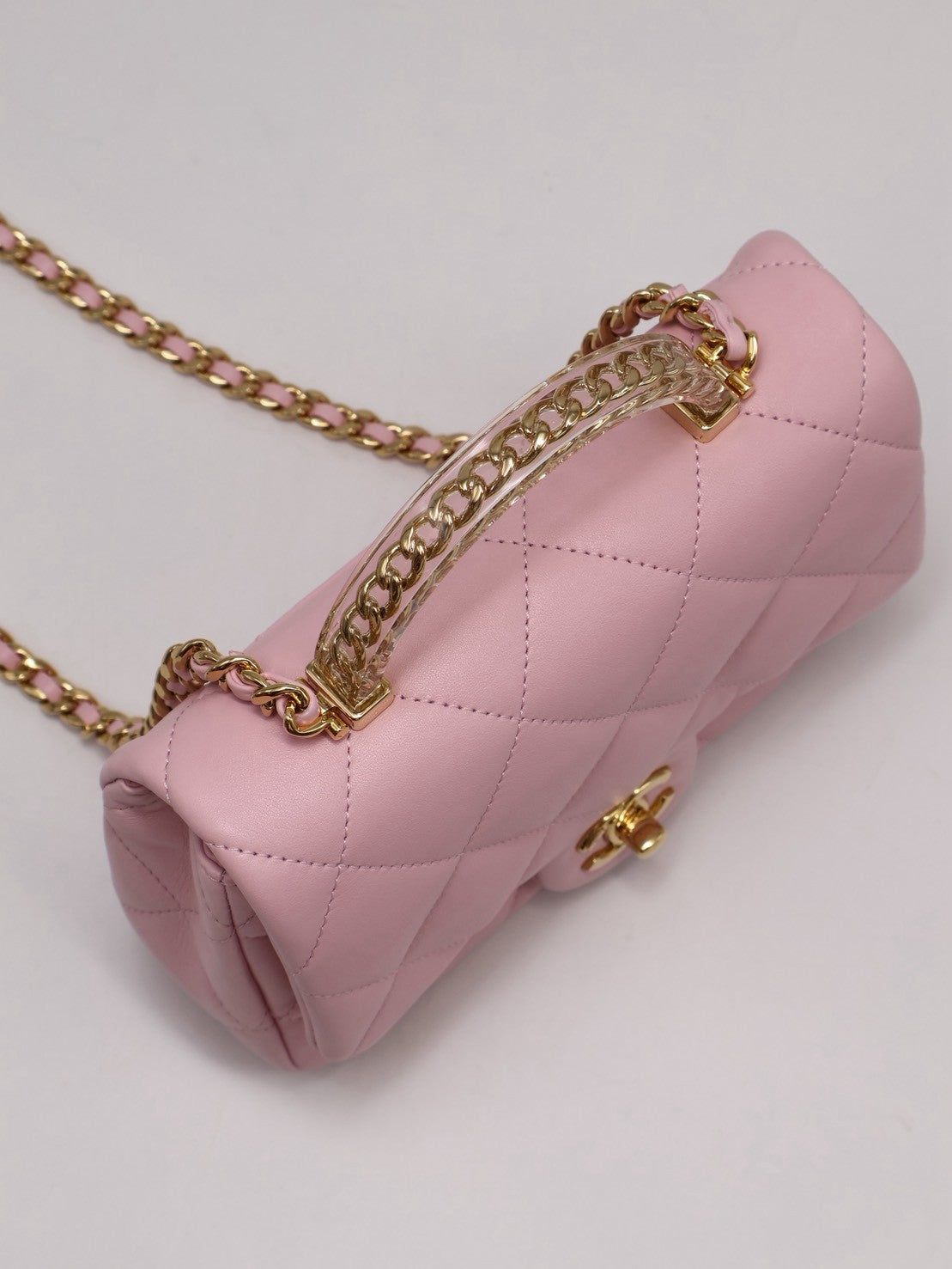 CHANEL 24S壓克力手提Mini CF20 - 粉金