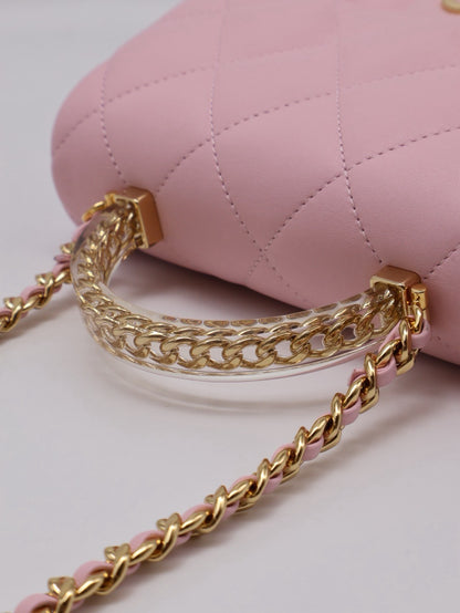 CHANEL 24S壓克力手提Mini CF20 - 粉金
