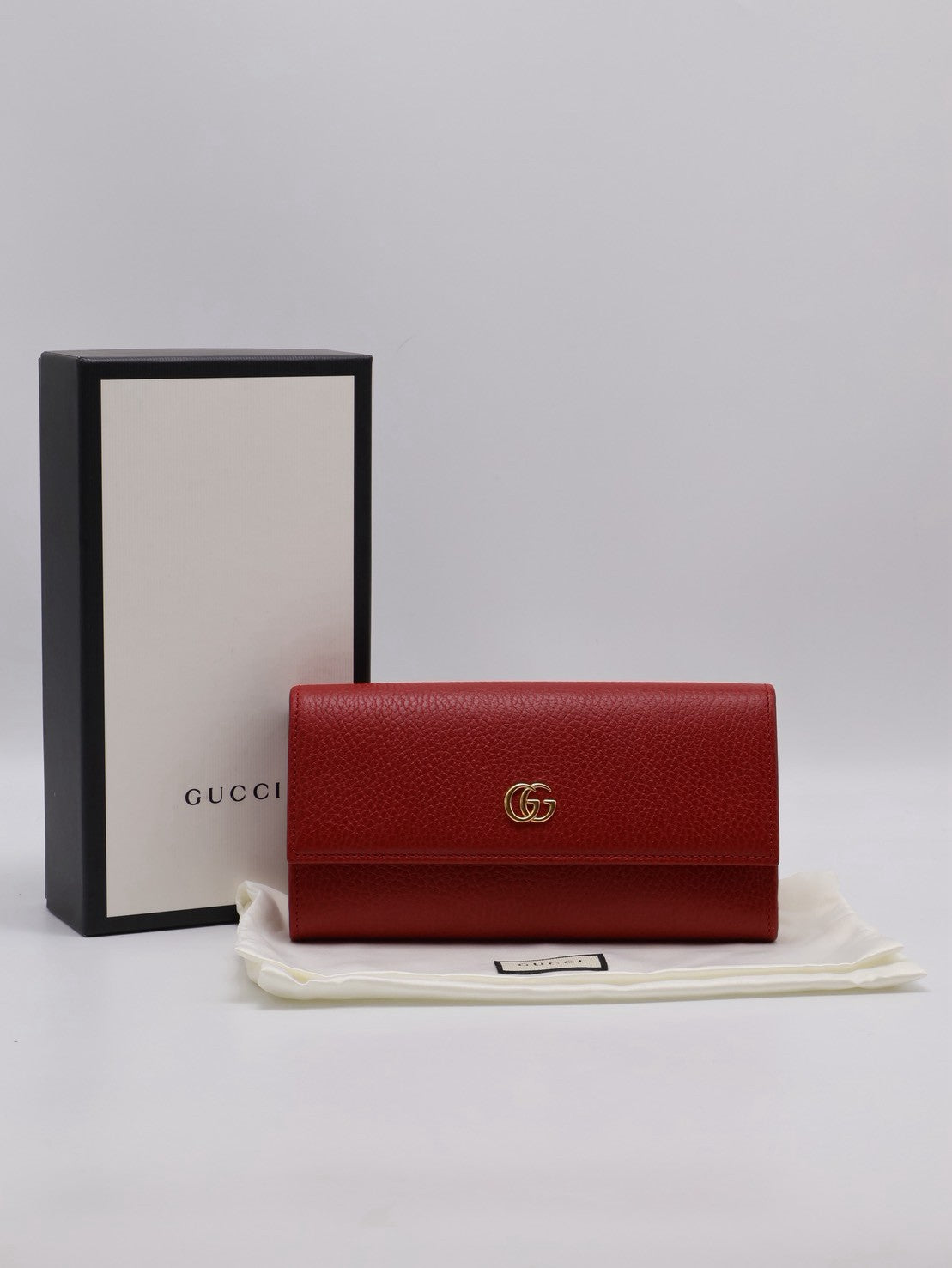 GUCCI GG雙折翻蓋長夾 - 紅