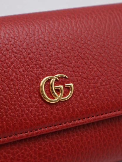 GUCCI GG雙折翻蓋長夾 - 紅