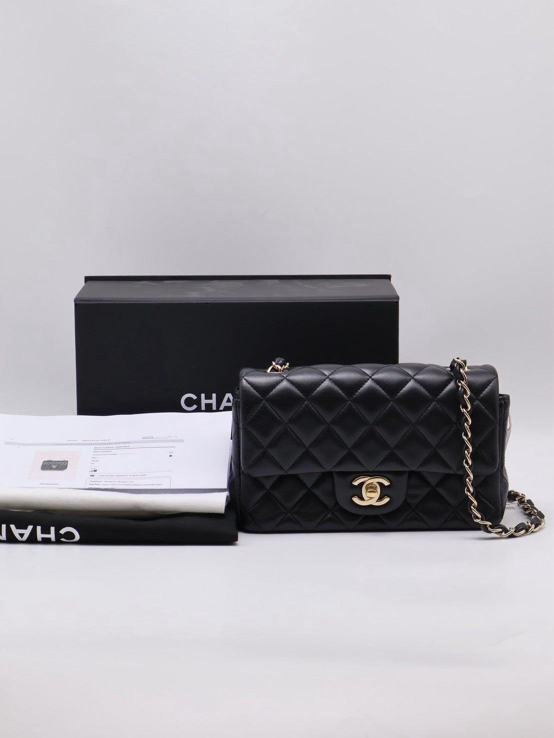 CHANEL 經典口蓋包Mini CF20 - 黑金