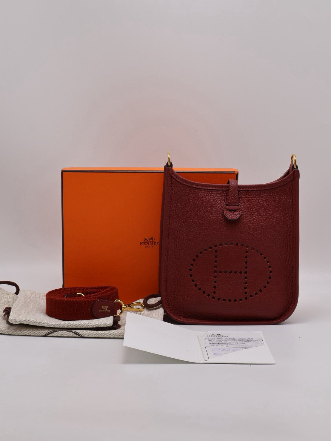 HERMES Mini Evelyne - Rouge H 55 愛馬仕紅金 B
