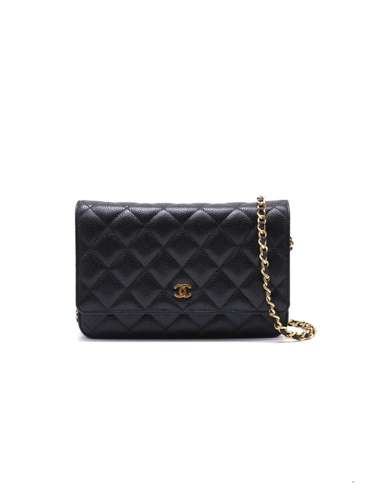 CHANEL 經典粒面牛皮WOC - 黑金31開