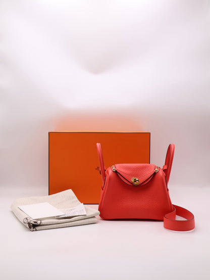 HERMES Mini Lindy - Rose Texas 0E 德克薩斯粉金 Z