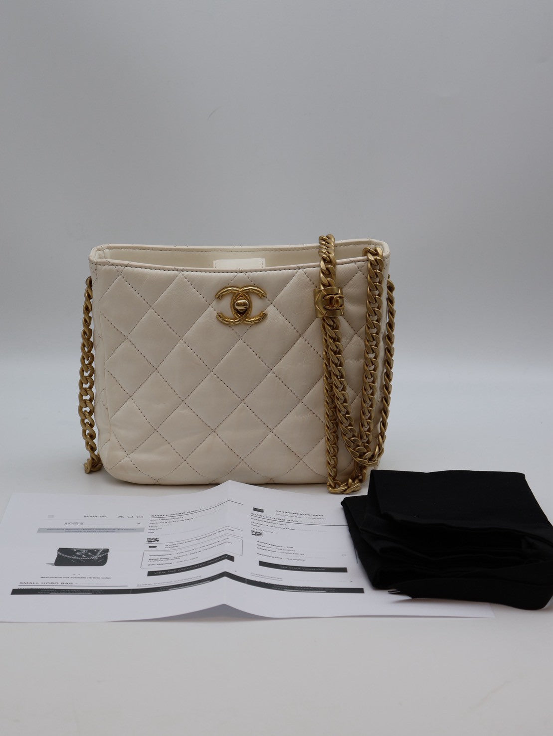 CHANEL 23B金柱調節釦Hobo - 白金