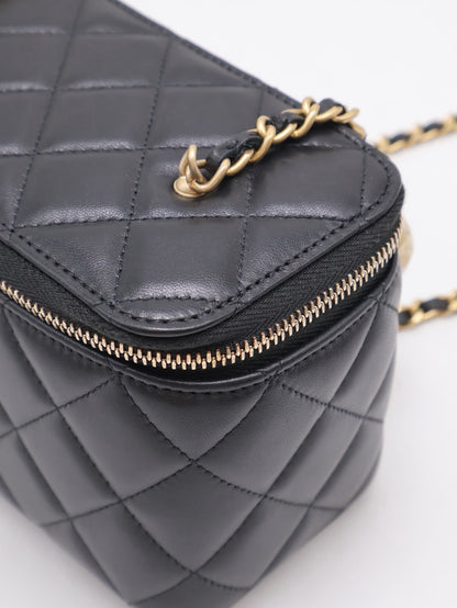 CHANEL 經典羊皮金球長盒子 - 黑金