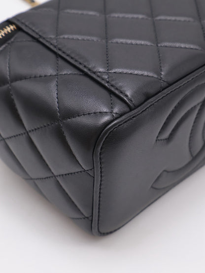 CHANEL 經典羊皮金球長盒子 - 黑金