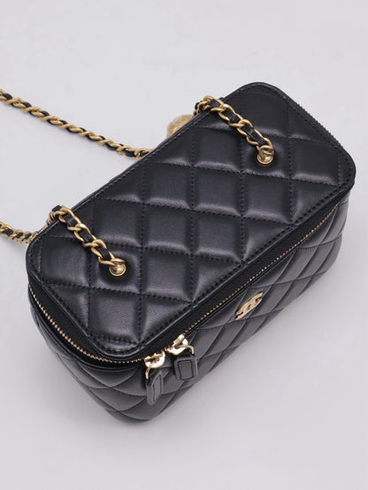 CHANEL 經典羊皮金球長盒子 - 黑金