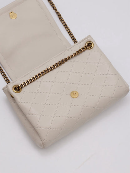YSL Mini Nolita羊皮斜背包 - 白金