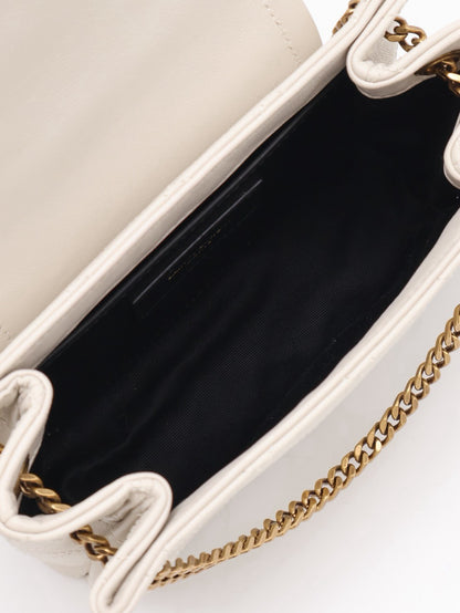 YSL Mini Nolita羊皮斜背包 - 白金