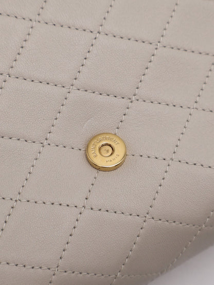 YSL Mini Nolita羊皮斜背包 - 白金
