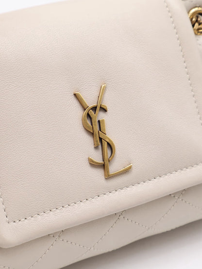 YSL Mini Nolita羊皮斜背包 - 白金