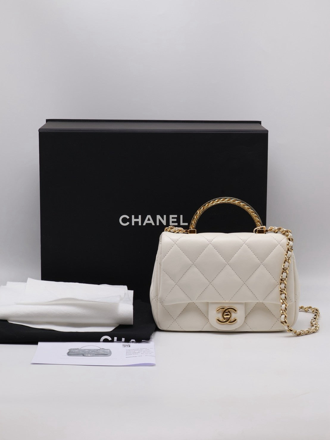 CHANEL 24S壓克力手提Mini CF20 - 白金