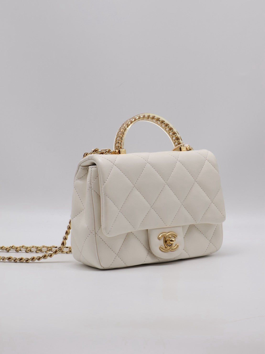 CHANEL 24S壓克力手提Mini CF20 - 白金