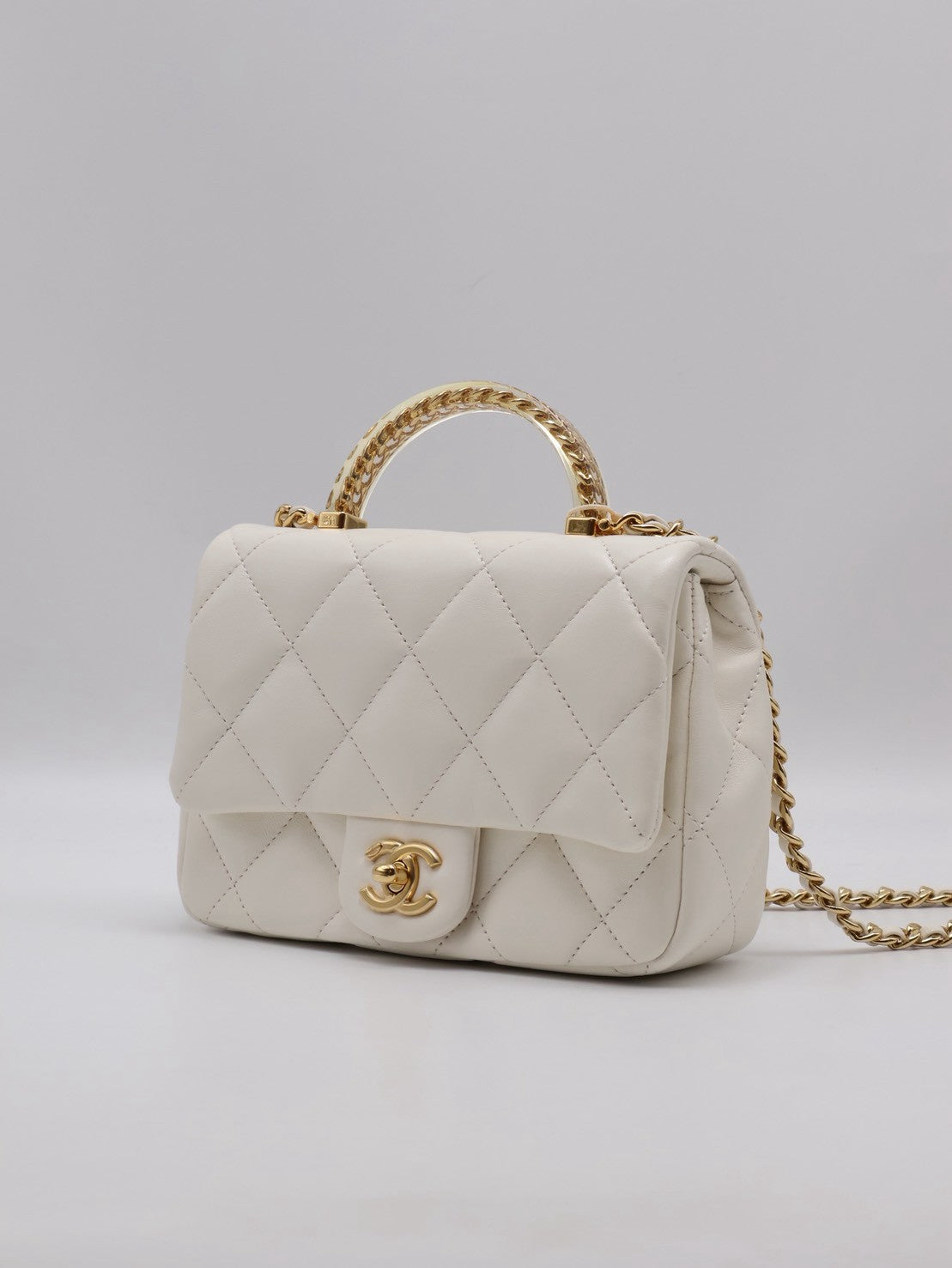 CHANEL 24S壓克力手提Mini CF20 - 白金