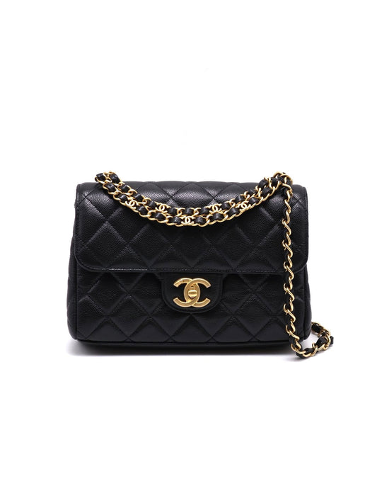 CHANEL 25P皮穿鍊手提斜背包 - 中號黑金