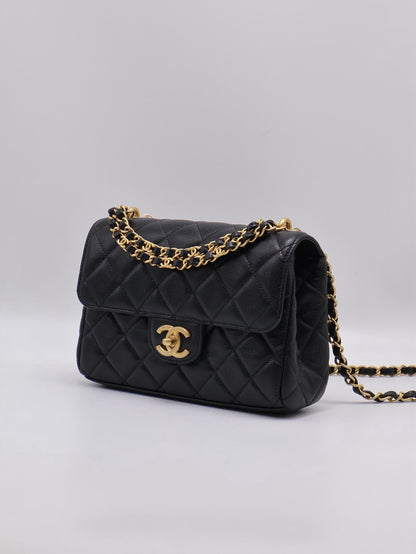 CHANEL 25P皮穿鍊手提斜背包 - 中號黑金