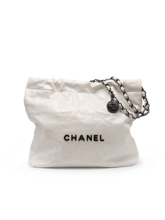 CHANEL 22 Bag - 小號白底黑字