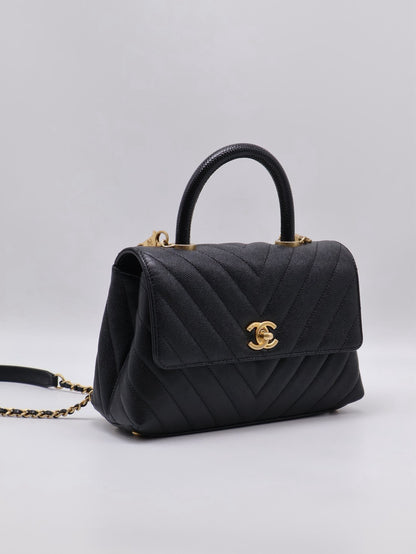 CHANEL Coco Handle V紋 -  小號黑金26開