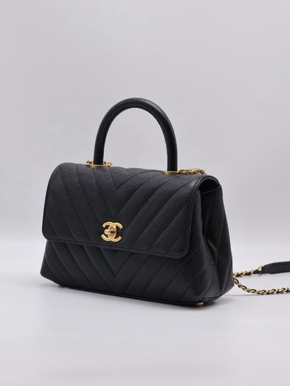 CHANEL Coco Handle V紋 -  小號黑金26開