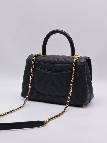 CHANEL Coco Handle V紋 -  小號黑金26開