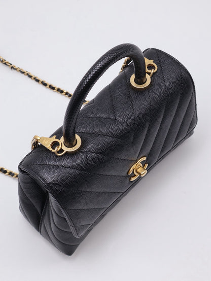 CHANEL Coco Handle V紋 -  小號黑金26開